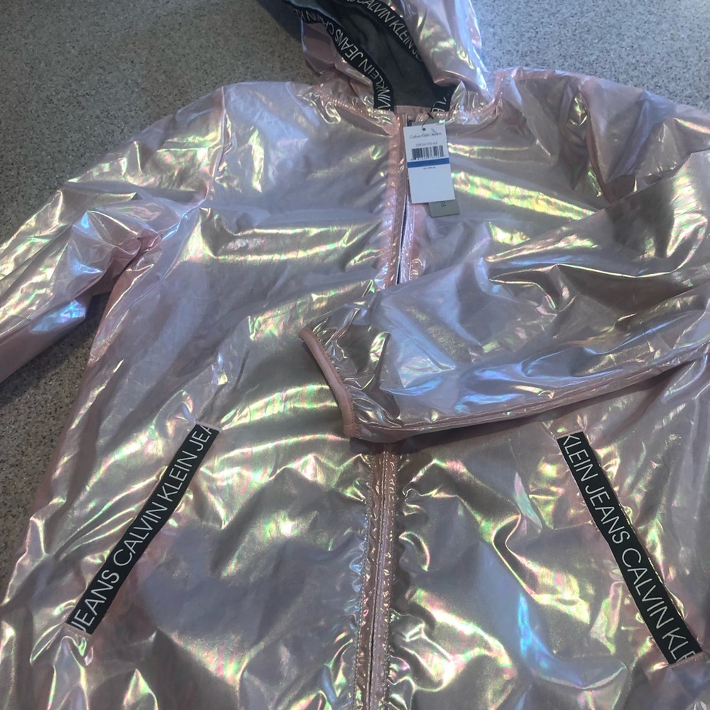 Shiny pink Rain coat